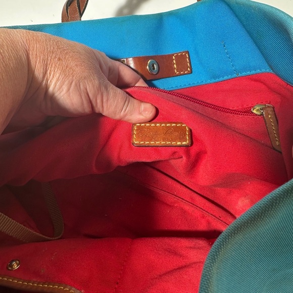 Dooney & Bourke Turquoise Blue Tote with Brown Leather Accents - Picture 7 of 9